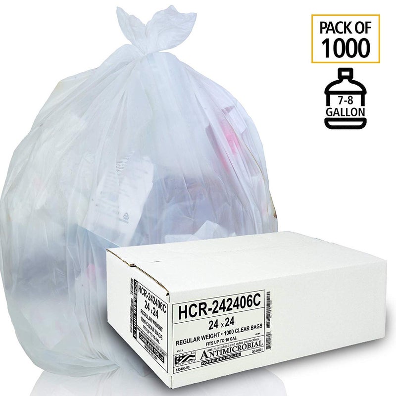 Aluf Plastics High Density Trash Bags, 10 Gallon, 1000 Count, 6 Micron (eq), 24" x 24", Clear, for Bathroom, Office, Industrial, Commercial, Janitorial, Municipal, Recycling - Image 3